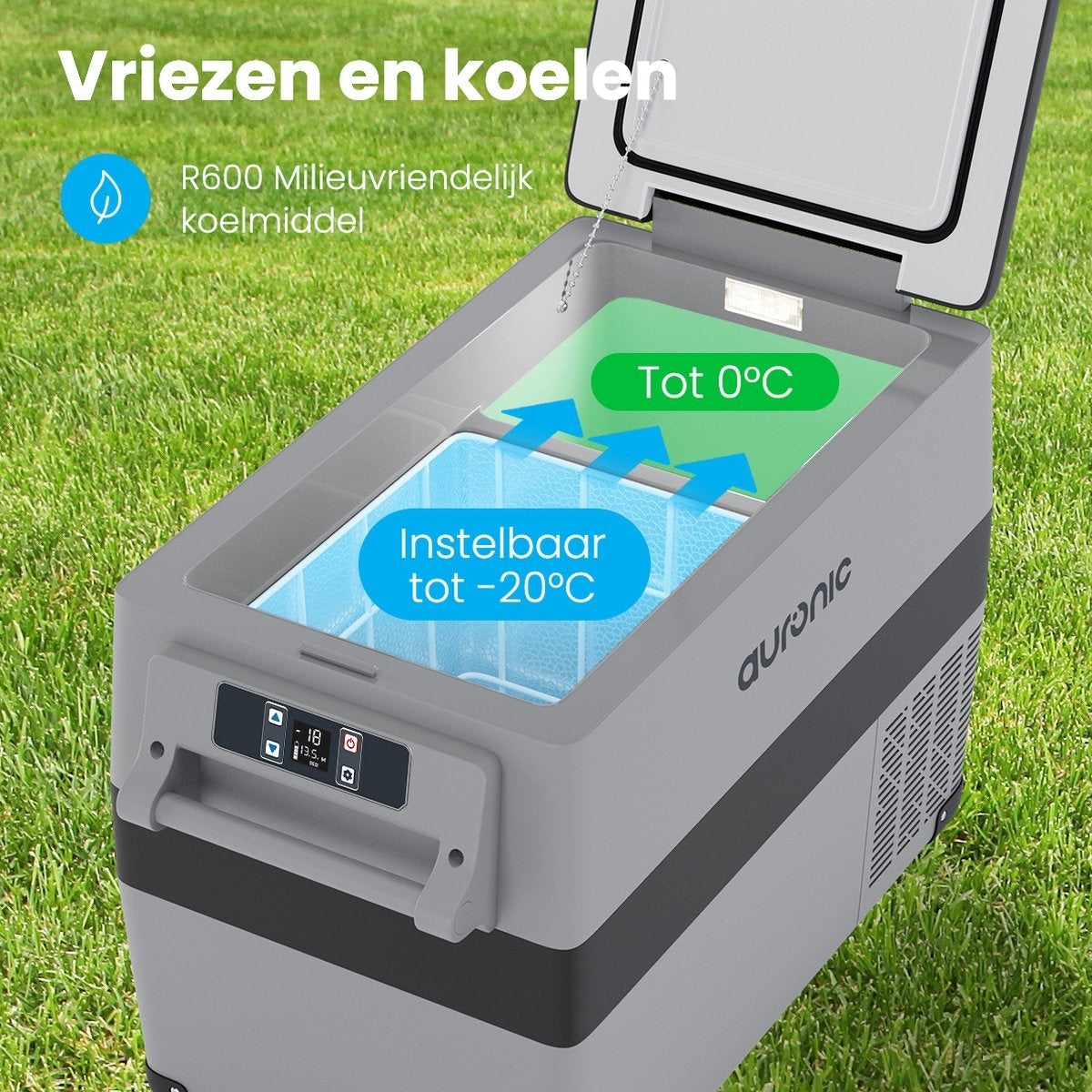 Auronic Electric Compressor Coolbox - Kühlbox - 40.5L - 12V und 240V - Grau