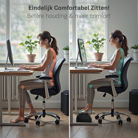 CozySense® Fußstütze Schreibtisch - Ergonomischer Fußhocker mit 2 Höhen - rutschfester & waschbarer Sherpa-Bezug - Fußpolster für Heim & Büro - Schwarz