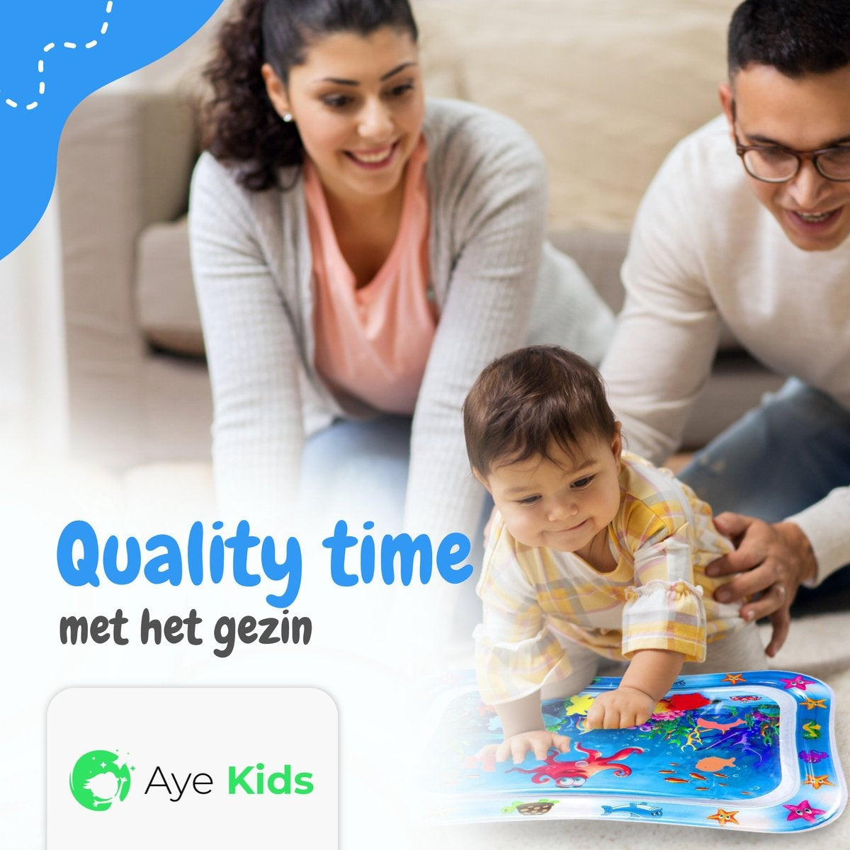 AyeKids Wasser Spielmatte - Wasser Matte - Spielmatte - Aufblasbar - Wasser Matte Baby - Blau