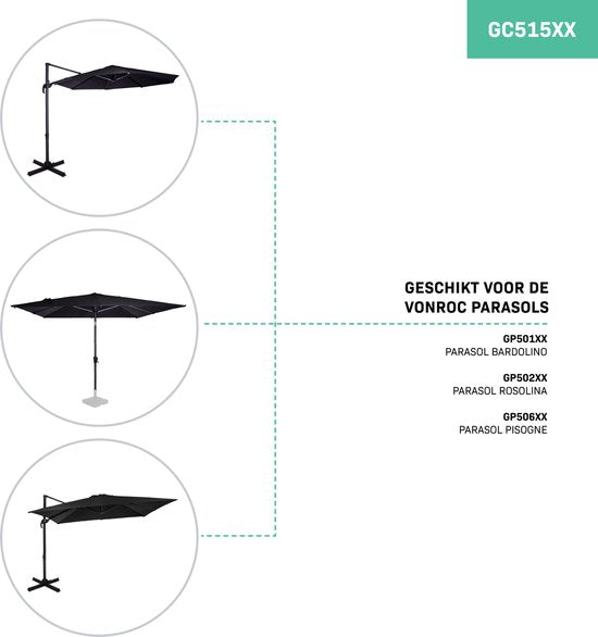VONROC Sonnenschirmhülle M - 220x45cm - Für Stock- und Schwimmschirme bis zu 400cm - Universal & für GP501XX, GP502XX, GP506XX