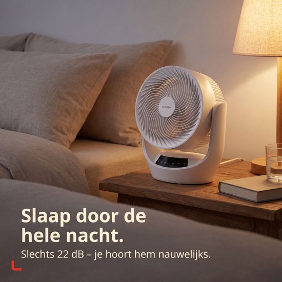SwitchBot 22 dB kabelloser Tischventilator – Flüsterleiser, wiederaufladbarer USB-Ventilator mit App und Fernbedienung – Leise Luftzirkulation am Schreibtisch – 4 Stufen & Timer – Weiß