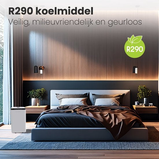 Auronic - Luftentfeuchter 12L - Mit Wäschetrocknungsfunktion, Luftreiniger, 185W, Flüsterleise (36 dB), Geeignet für 48 m³ - Weiß