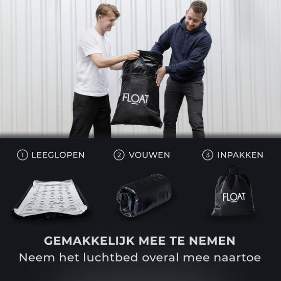 FLOAT VersaVento - 2-Personen-Luftbett mit eingebauter elektrischer Pumpe - < 3 Minuten schnelles Aufblasen - Inklusive 2 Klettverschlusstaschen, Tragetasche und Reparaturset - 152 x 203 x 52 cm - Selbstaufblasend - Zwei Personen - Queen