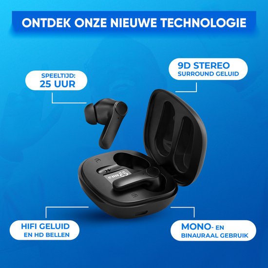 Otiume - Drahtlose Kopfhörer - Bluetooth-Kopfhörer - Drahtlose Kopfhörer - 32 Stunden Spielzeit - Hi-Fi Sound - Schwarz