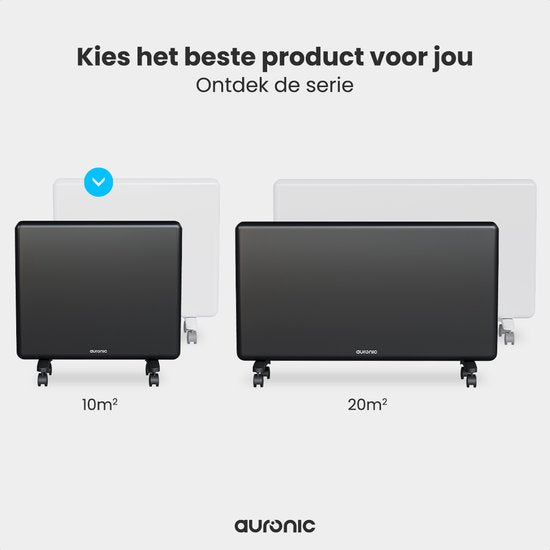 Auronic Konvektorheizung - 1000W - Elektroheizung - 3 Stufen - Metallheizkörper - Freistehend - Räder - Schwarz