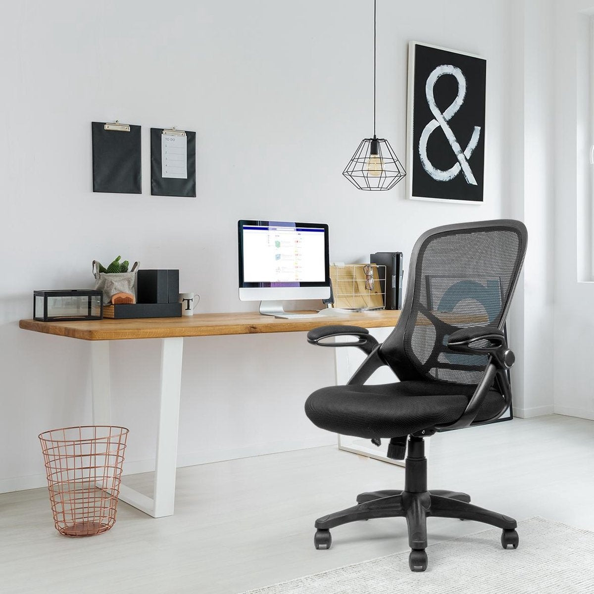 LifeGoods Ergonomischer Bürostuhl - Schreibtischstuhl - Verstellbar - Erwachsene - Schwarz