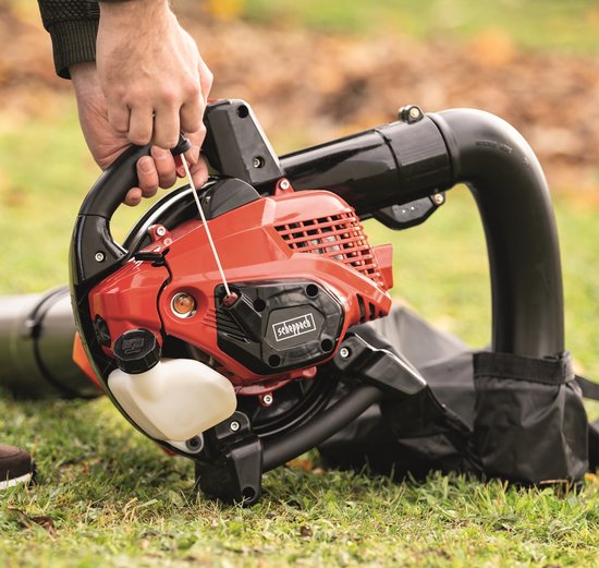 Scheppach 3-in-1-Benzin-Laubbläser LBH3500P – 25,4 cm³ – 900 W – 1,2 PS – Laubsauger, Laubbläser & Häcksler – Ausblasgeschwindigkeit 260 km/h – 790 m³/h – 50-Liter-Auffangbeutel