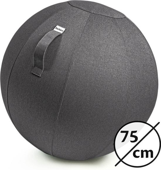 Backerz - Sitzball für Büro und Zuhause 75 CM - Luxus-Yogaball - Ergonomischer Bürostuhlball - Leinen Anthrazit