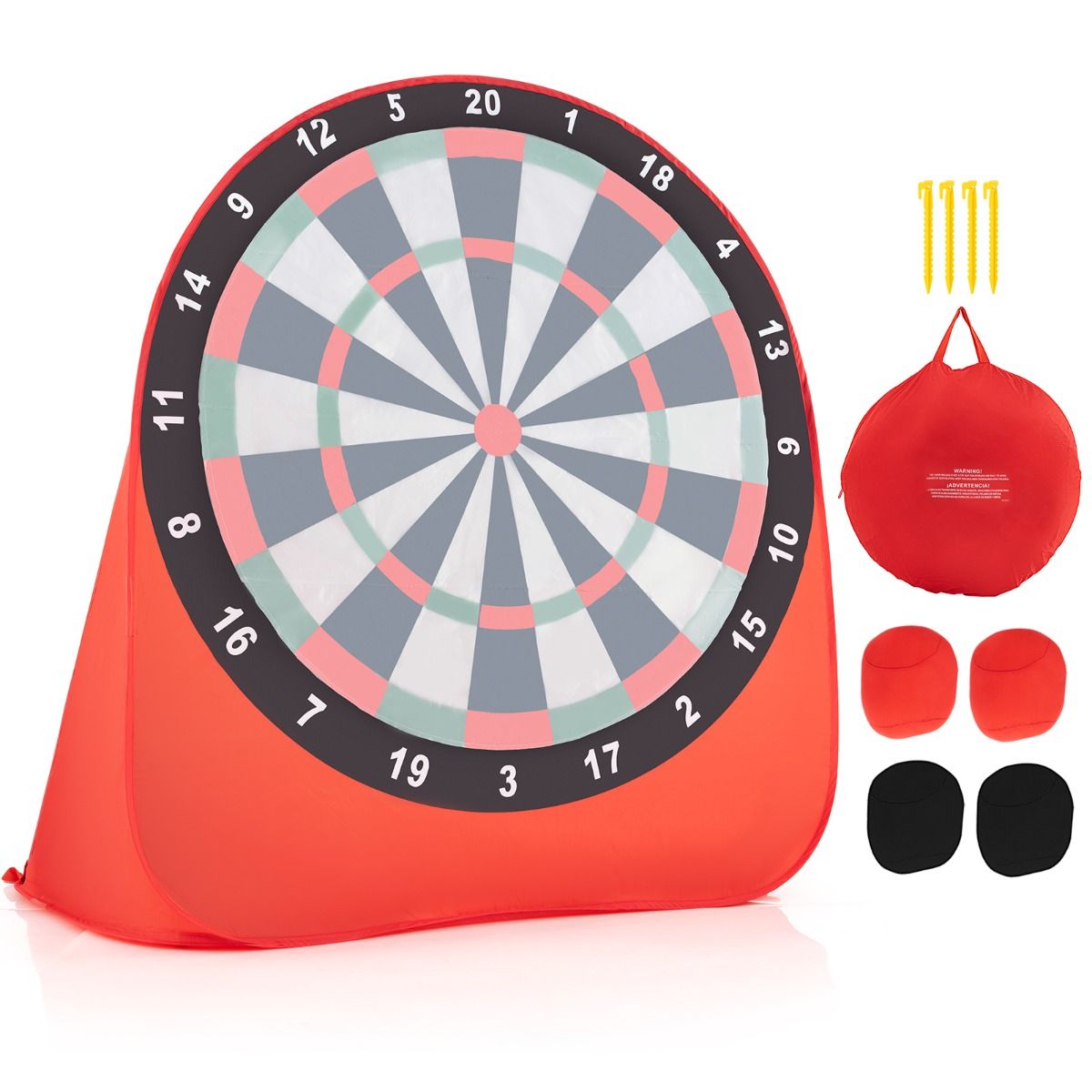 Coast Großes Ballwurfspiel – Zusammenklappbar – Inklusive 4 Klebe-Bälle und Tragetasche – Schwarz und Blau – 145 x 132 x 162 cm
