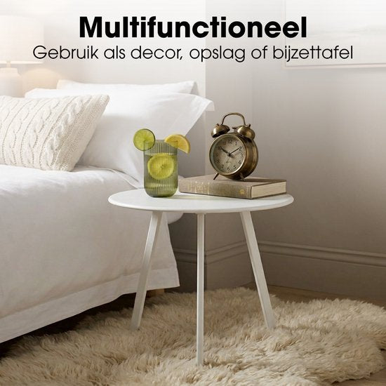 Mica Decorations Seattle Beistelltisch für den Außenbereich – Runder Couchtisch – Pflanzentisch und Couchtisch – H 30 x Ø 38 cm – Metall – Weiß