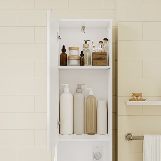 SoBuy BZR240-E-W Badezimmerschrank – 30 x 30 x 180,5 cm – Weiß