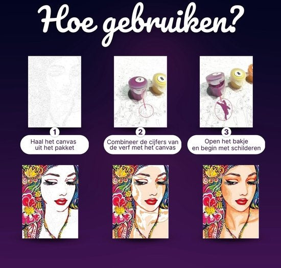 RubyeÂ® Malen nach Zahlen Erwachsene - Bunte Katze - Inklusive Farbe und Pinsel - Leinwand Malerei Leinwand - Farbe nach Zahlen - 40x50cm