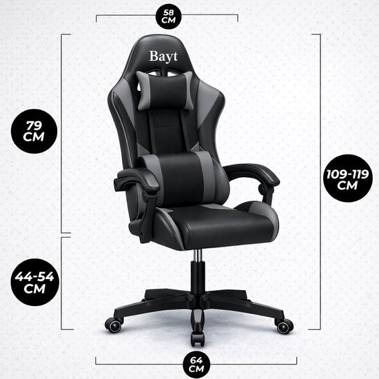 Bayt Gaming Chair - Gaming Stuhl - Ergonomischer Bürostuhl - Schwarz - Verstellbar