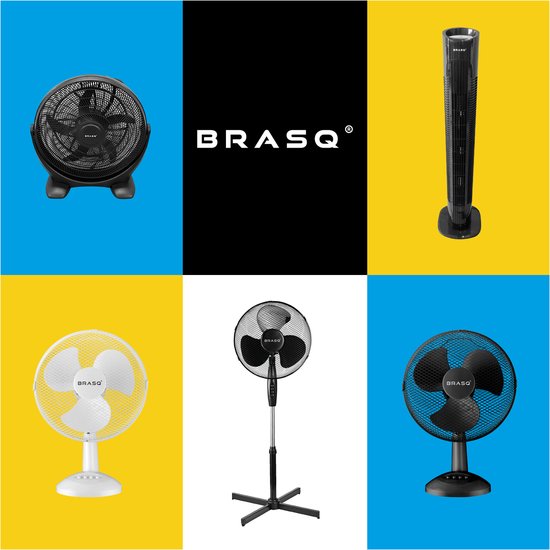 BRASQ Stativventilator - 40 cm - Weiß - Höhenverstellbar - 3 Geschwindigkeiten - 40 Watt