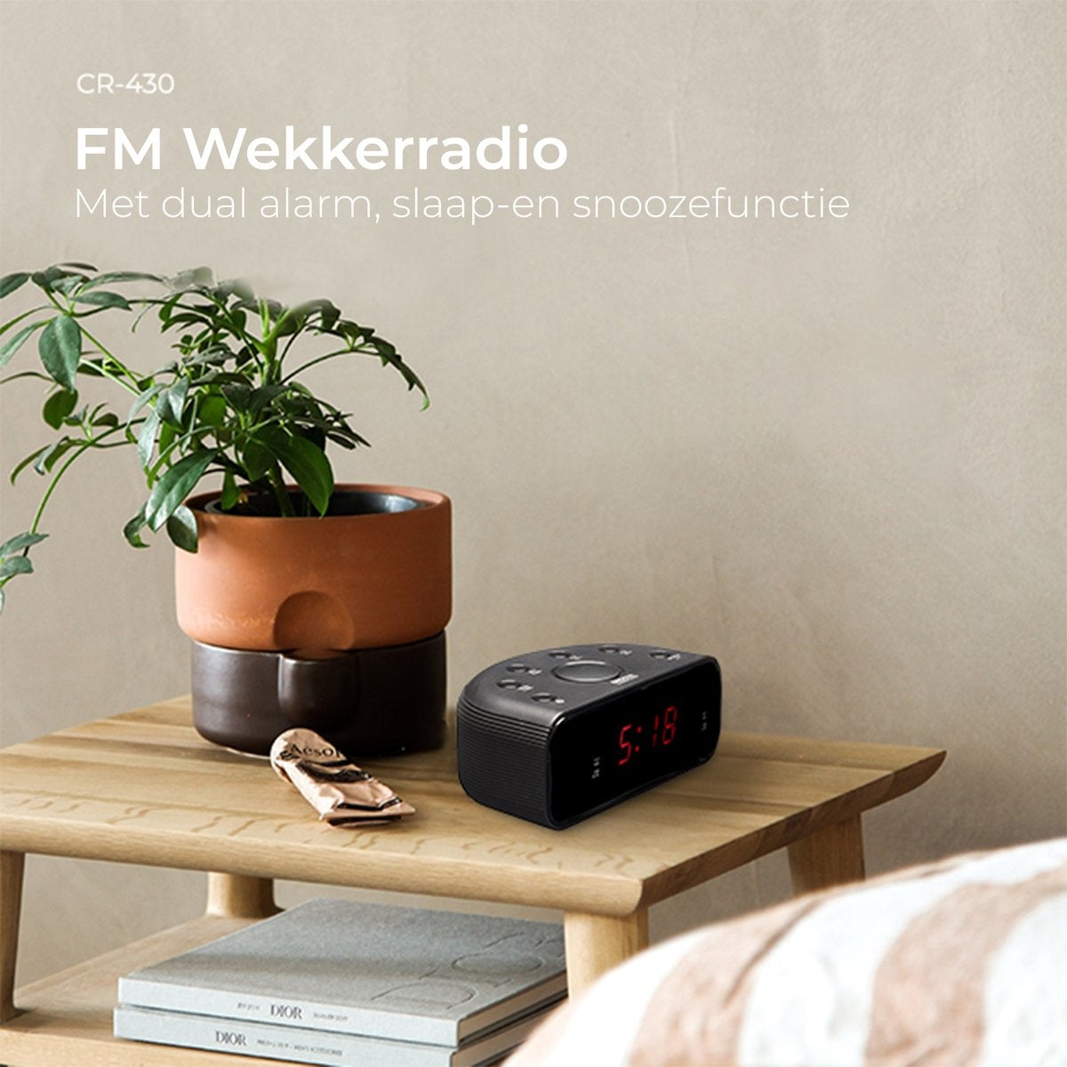 Denver - CR430 - Radiowecker - Schlummer-/Schlaffunktion - Digitaler Wecker - FM-Radio - Schwarz