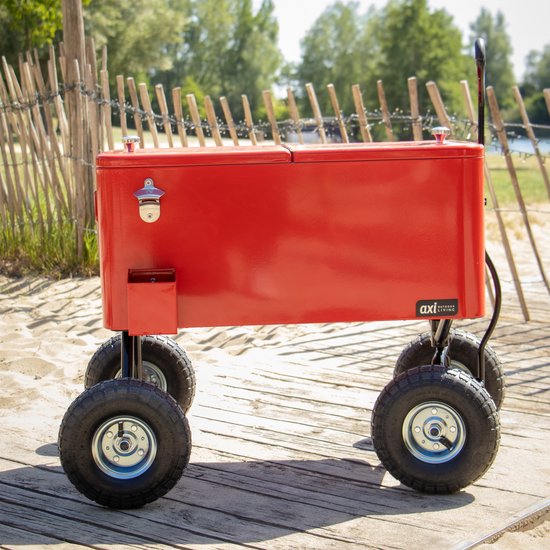 AXI Kühlwagen „Cooler“ in Rot – Handwagen – Kühlbox mit Rädern – 76 l Fassungsvermögen – Kühlbox mit Ablasshahn