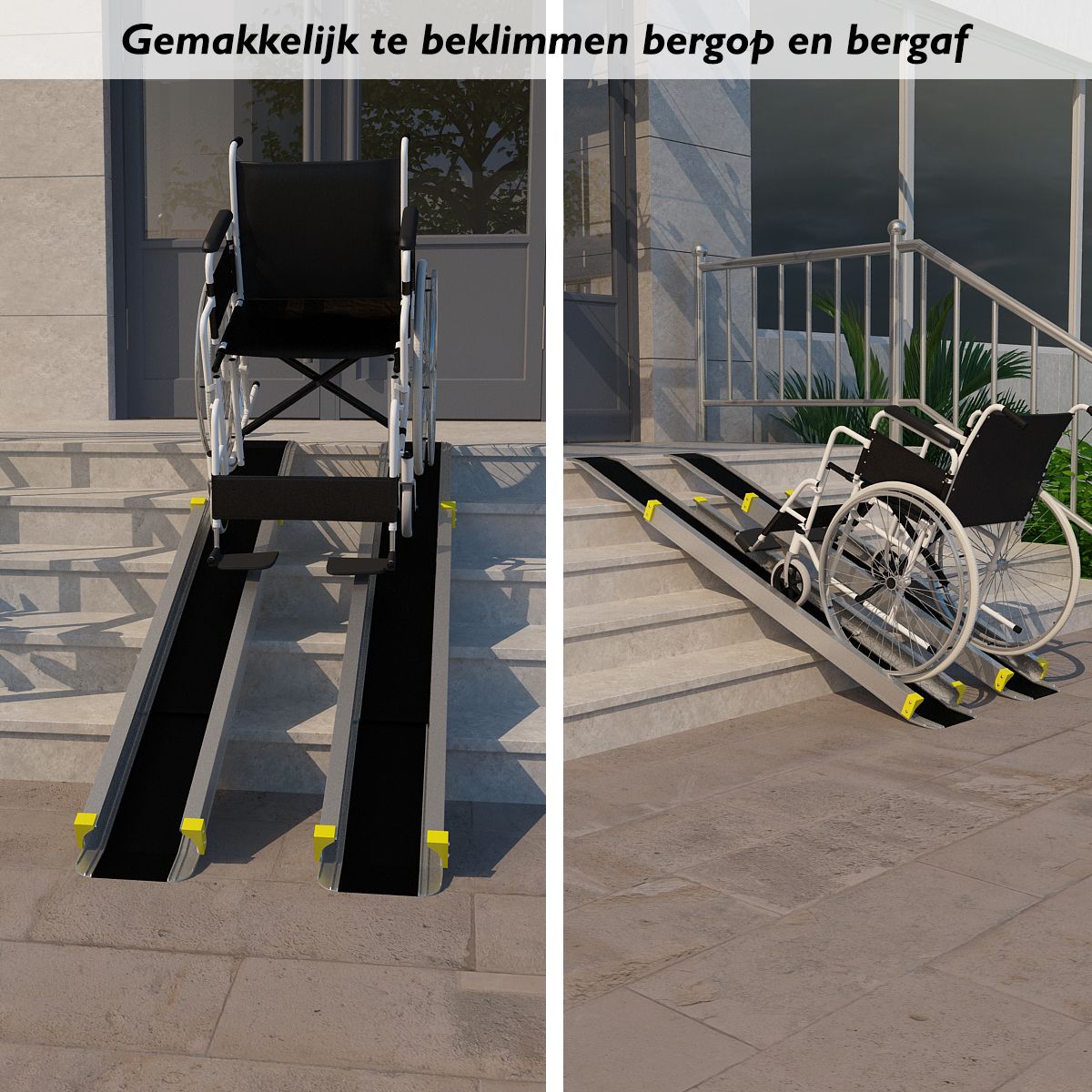 Coast Teleskop-Rollstuhlrampe 2er-Set - Aluminium-Rampen mit Anti-Rutsch-Beschichtung - 91,5-152,5 cm - Silber - Belastbarkeit 270 kg