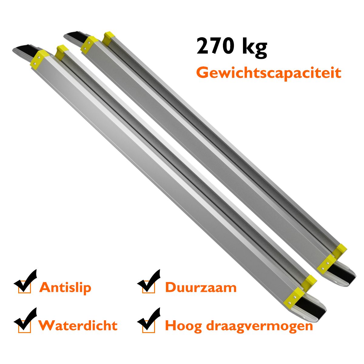 Coast Teleskop-Rollstuhlrampe 2er-Set - Aluminium-Rampen mit Anti-Rutsch-Beschichtung - 91,5-152,5 cm - Silber - Belastbarkeit 270 kg