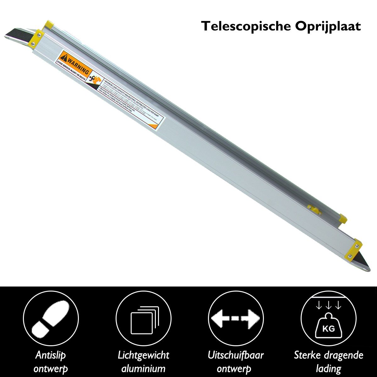 Coast Teleskop-Rollstuhlrampe 2er-Set - Aluminium-Rampen mit Anti-Rutsch-Beschichtung - 91,5-152,5 cm - Silber - Belastbarkeit 270 kg