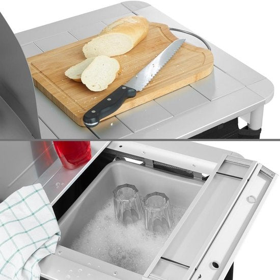 tectake - campingkeuken afm. 116 x 52 x 107 cm zwart - 403345