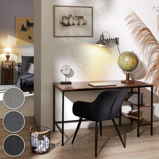 tectake - Stuhl Marilyn Linen Look - Esszimmerstühle - Schalensitze - dunkelgrau / schwarz - 403672