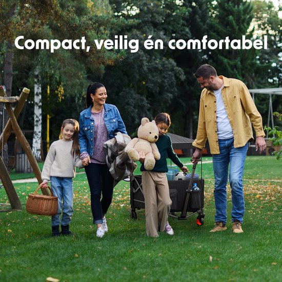 LifeGoods Wagon - faltbar - Kindertransport - mit Dach - 80KG Tragfähigkeit - Strandwagen - schwenkbare Räder - Anthrazit