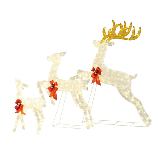 Coast 3-teilige LED-Rentierfamilie XXL - 330 warmweiße LEDs - Bock 136x41x152 cm / Hinde 86x20x107 cm / Kalb 48x20x74 cm