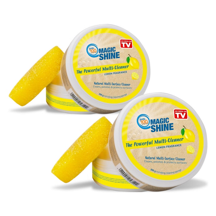 Pure 100 Magic Shine 2er-Pack Allzweckreiniger und Poliermittel – Natürliche französische Tonerde – Zitronenduft
