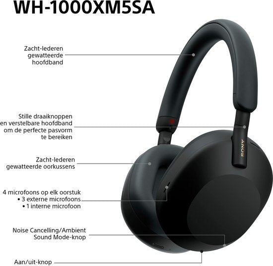 Sony WH-1000XM5SA - Kabellose Kopfhörer mit Geräuschunterdrückung - Limitierte Soft Case Edition - Schwarz