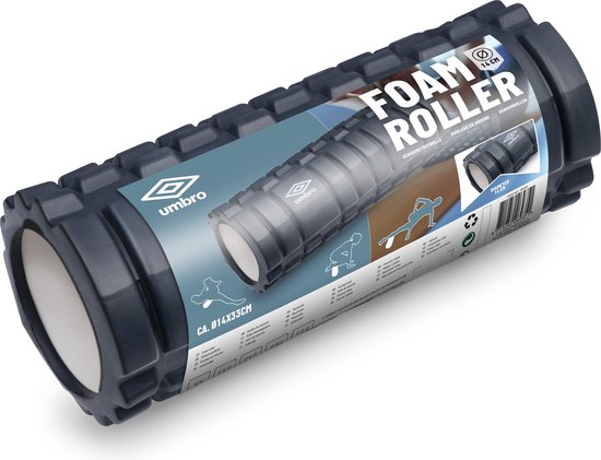 Umbro Foam Roller – Massageroller – Sport und Fitness – Linderung von Muskelverspannungen – Schwarz – 14 x 33 Zentimeter