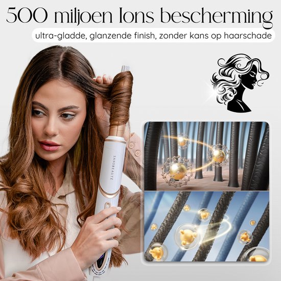 Sansbeauté® 7-in-1 Airstyler - Multistyler - Föhnbürste für kurzes Haar - Hairstyler - Föhnbürste - Wärmebürste - Lockenbürste - Lockenstab - Stylingbürste - Coldshot - Drehbares Kabel