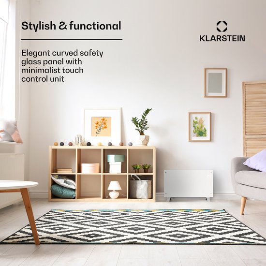 Klarstein energieeffiziente Elektroheizung für zu Hause, 2000 W, intelligenter, freistehender, energieeffizienter Konvektor mit Thermostat, schlankes, tragbares Design, leise Heizung, Speicherheizung und wandmontierte Flächenheizung