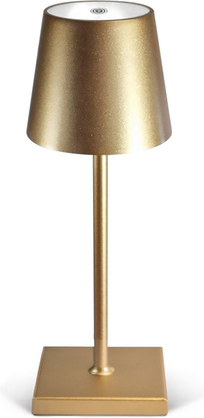 Goliving Tischlampe Wiederaufladbar - Kabellos und dimmbar - Moderne Touch-Lampe - Nachtlampe für das Schlafzimmer - 26 cm - Gold