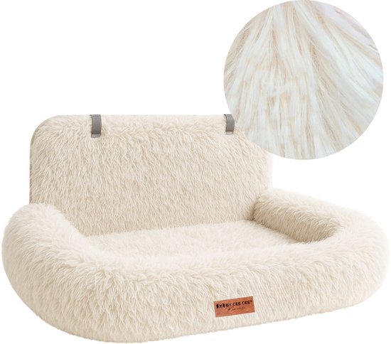 By Cee Cee Autositz Hund Deluxe - Hundekorb Auto mit Sicherheitsgurt - Autokorb Hund - Hundesitz - Autositz - Beige - 120x60 - Größe L