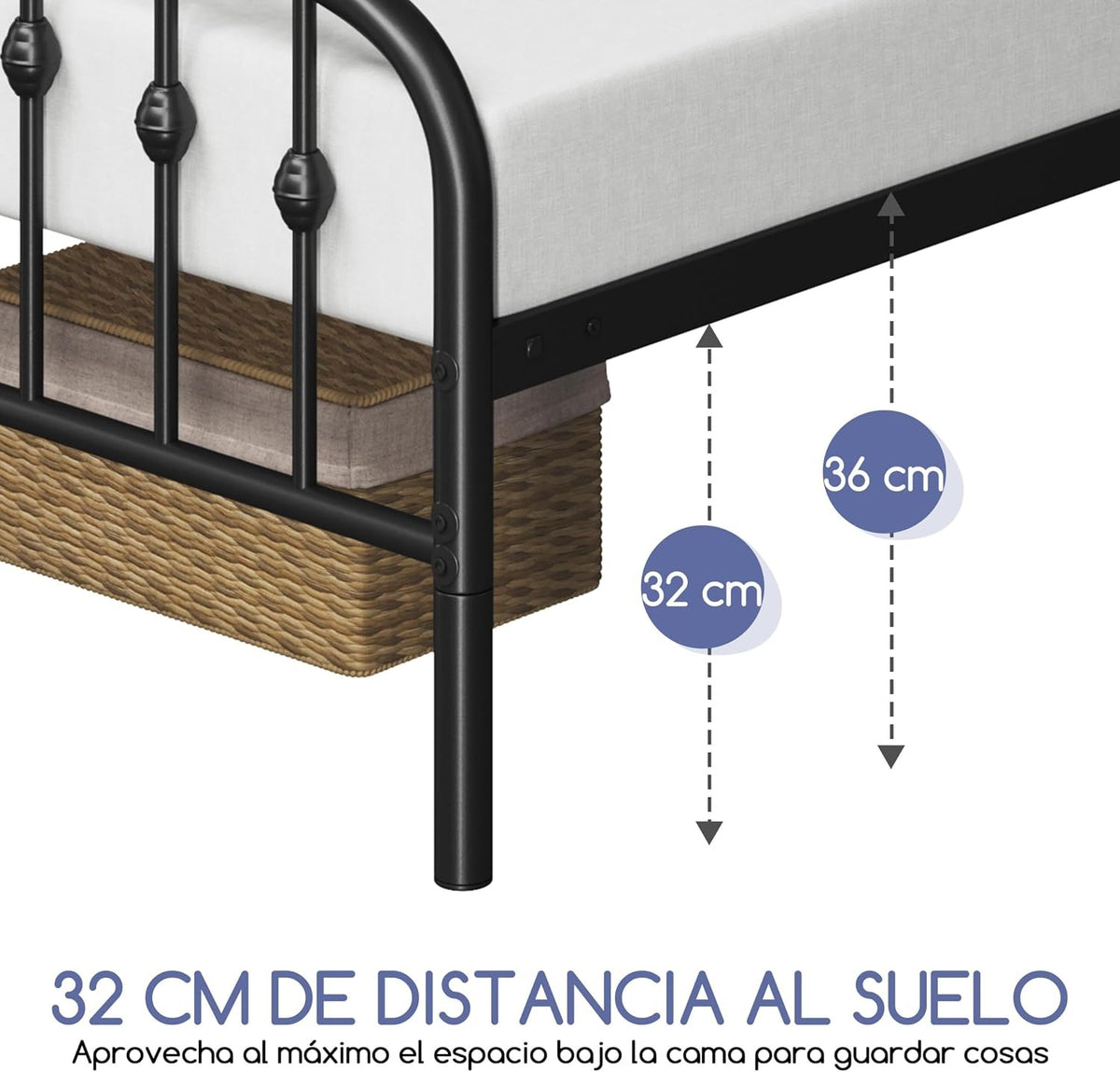 Yaheetech Metallbettgestell – 90 x 200 cm – Schwarz