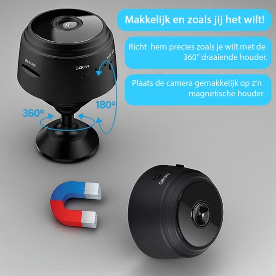Tech Essentials Mini-Spionagekamera – 1080p – mit WLAN-App – Mikro-Überwachungskamera – für den Innenbereich – Spionage – Nannycam – Abhörgerät – Schwarz