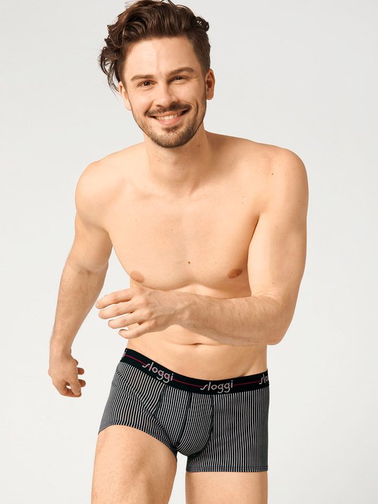 Sloggi Start Hipster Herrenslips 2er-Pack - schwarz & schwarz/weiß gestreift - Größe 2XL