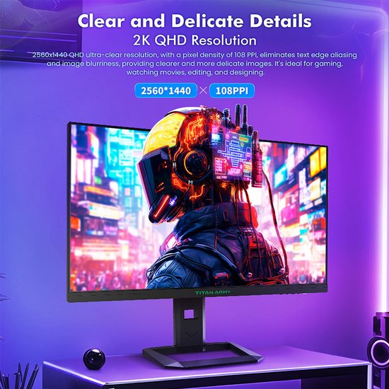 TITAN ARMY P2510G Computermonitor 68,6 cm (27") 2560 x 1440 Pixel Quad HD LED Schwarz