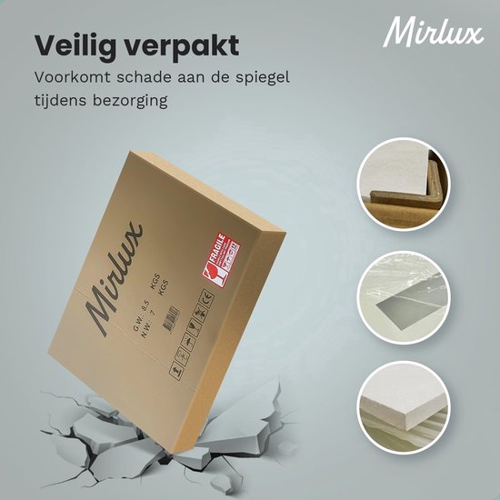 Mirlux Badezimmerspiegel mit LED-Beleuchtung & Heizung - Wandspiegel rund - Anti-Kondensations-Duschspiegel - 80CM