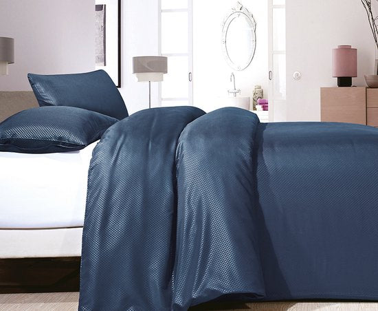 Zensation Satin Point – Bettbezug – Einzelbett – 140 x 200/220 + 1 Kissenbezug 60 x 70 – Blau