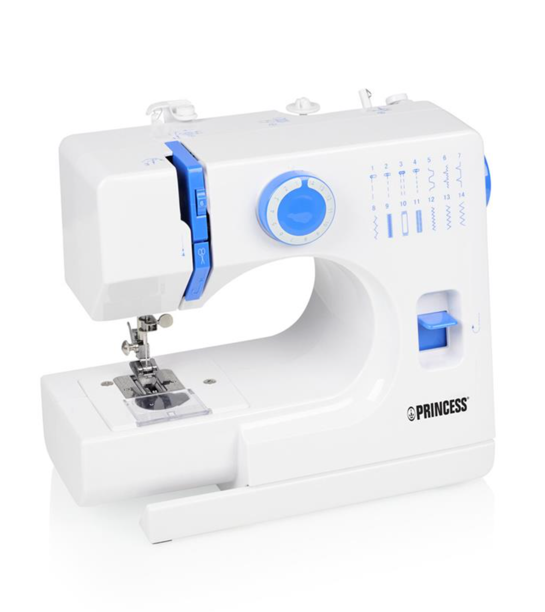 Princess 326010 Nähmaschine – 14 Stiche – Freiarm – Automatische Einfädelhilfe – Weiß