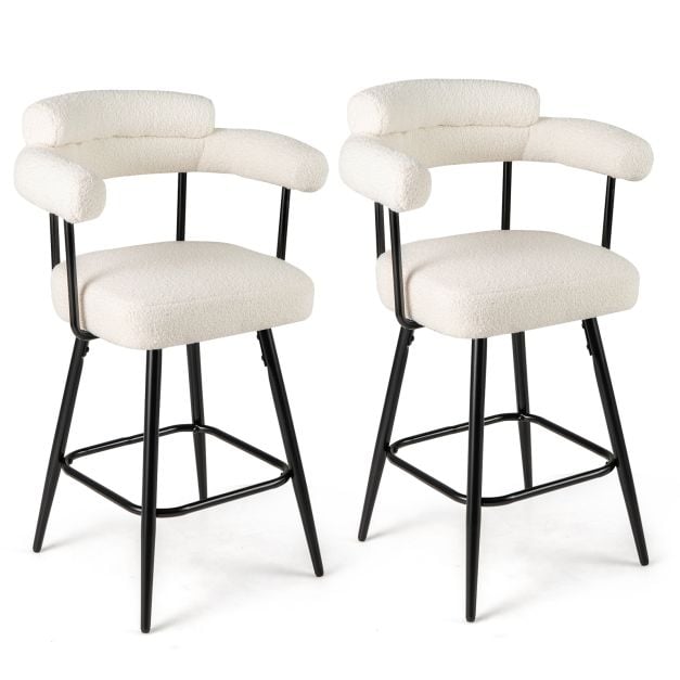 Coast 2er-Set Barhocker – Weiß/Schwarz – um 360° drehbar – Sitzhöhe 69 cm
