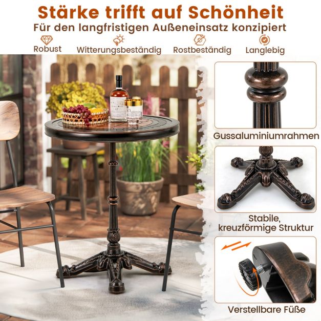 Coast Runder Bistrotisch - Aluminiumguss Gartentisch Ø60,5 x 73 cm - Bronze