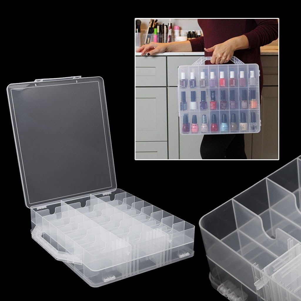 Jojobasic 48 Gitterhalter Display Container Organizer Aufbewahrungsbox - 48 Fächer - Transparent - 34.5x30x8 cm