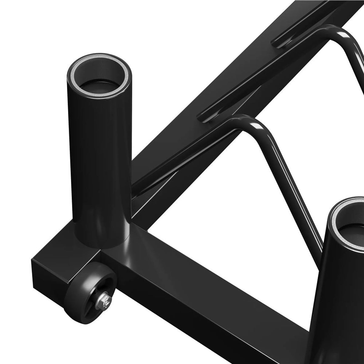Yaheetech Halter Rack für Hanteln und Stangen - Ausgestattet mit 4 Ablagefächern und 2 Halterungen und Transportrollen - Für Olympische Hanteln und Gewichte - Schwarzes Metall - 94 x 33 x 30 cm