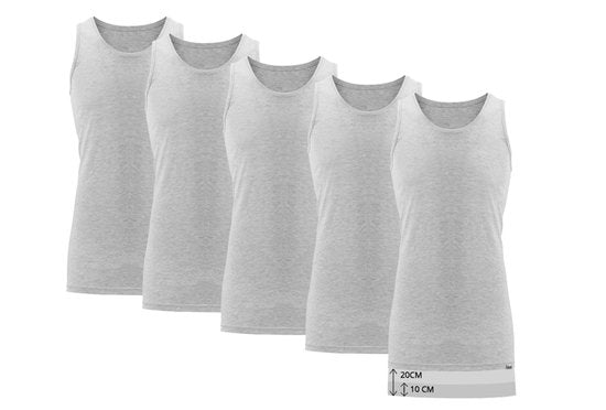 Milanoro - 5er-Set Herren-Unterhemden in Überlänge - Weiß - L