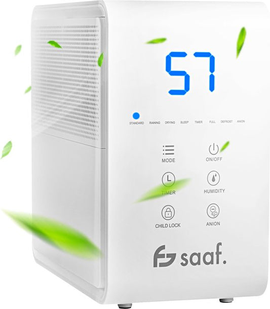 Luftentfeuchter - 8L/Tag - Für Schlafzimmer, Bad, Wohnzimmer & Keller - bis zu 40m2 - Luftentfeuchter - Saaf Dehu PRO