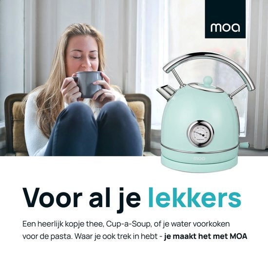 MOA Retro-Wasserkocher - Pastellgrün - Mintgrün - Elektrisch - Edelstahl - EK4TG