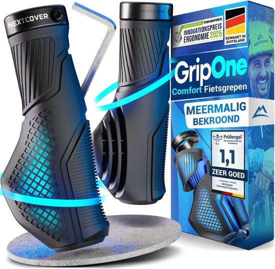 NEXTCOVER® Ergonomische Fahrradgriffe mit [Comfort-Grip Technologie] I Universal Fahrrad- & MTB-Griffe I Lenkergriffe Fahrrad I Lenker Fahrrad I Ergonomisches Design für Druckentlastung & Grip I Geeignet für E-Bike, City Bike & MTB I 1 Paar