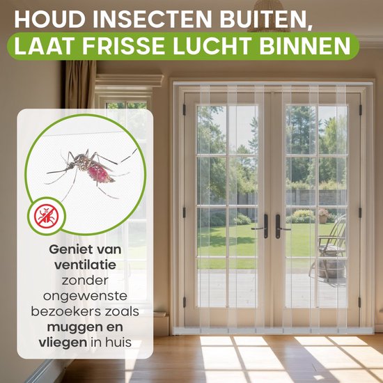 O'DADDY® Fliegengitter Lamellenvorhang - 184x260 cm - Türvorhang - Türtür - Verstellbares Design - Glasfaser - Türgitter Weiß